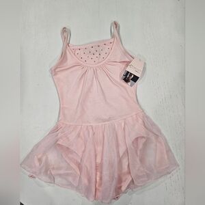 Ballet Dance Freestyle Girls Danskin Leotard. Large 10/12 Baby Pink Rhinestones